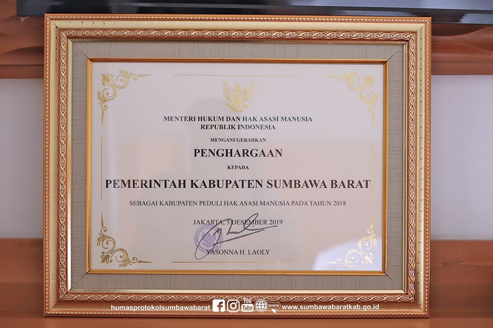 KSB dinobatkan sebagai Kabupaten Peduli HAM