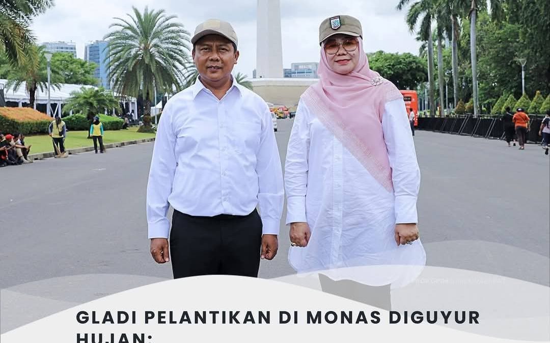 Gladi Pelantikan Di Monas Hari Ini Di Guyur Hujan, Kepala Daerah dan Wakil Kepala Daerah Tetap Semangat Dalam Barisan