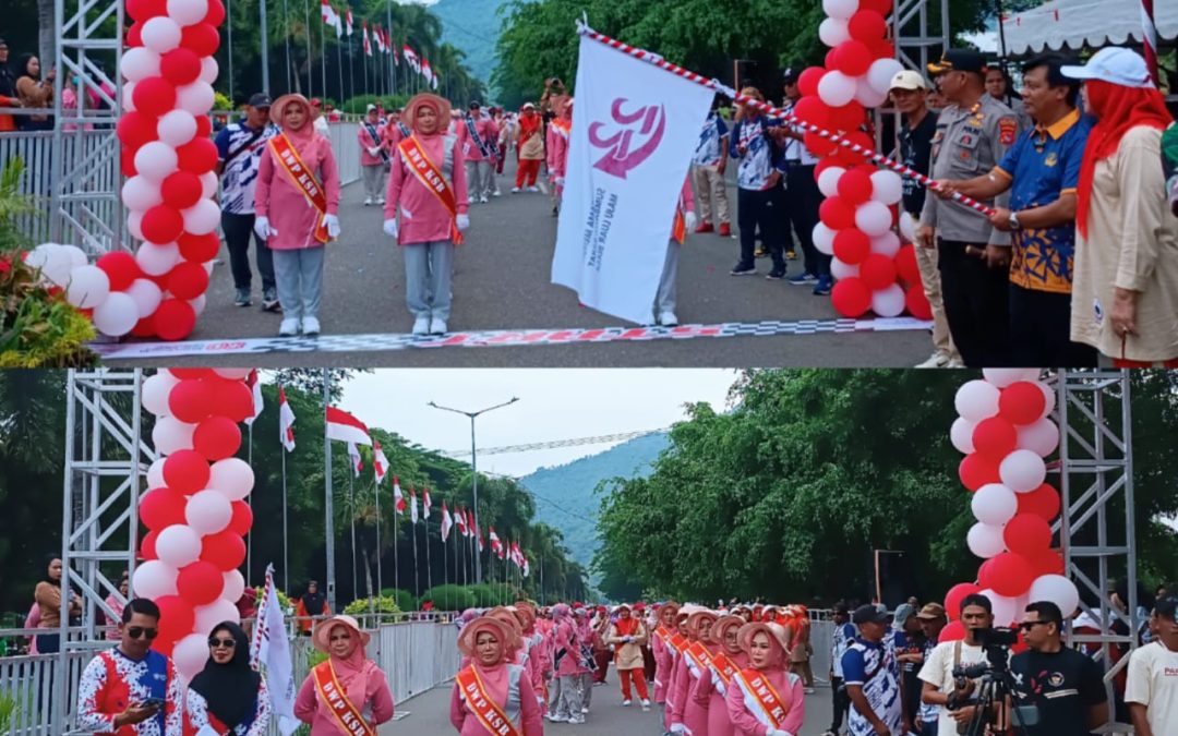 Bupati dan Wakil Bupati Lepas Gerak Jalan Tepat Waktu, 636 Regu Ramaikan HARLA KSB Ke-22 “Bersama Menuju Sumbawa Barat Maju Luar Biasa”
