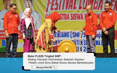 Buka FLS2N Tingkat SMP, Wabup Hanipah Minta Sekolah Siapkan Pelatih Bina Bakat Siswa